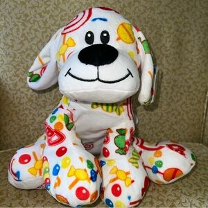 White and Red Stuffed Dog Toy candy carnival plush